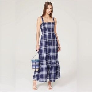 Hill house home anjuli dress xxs navy plaid nwt
